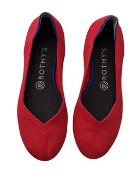 Rothy's The Point Red Knit Ballet Flat Size 7.5 EUC